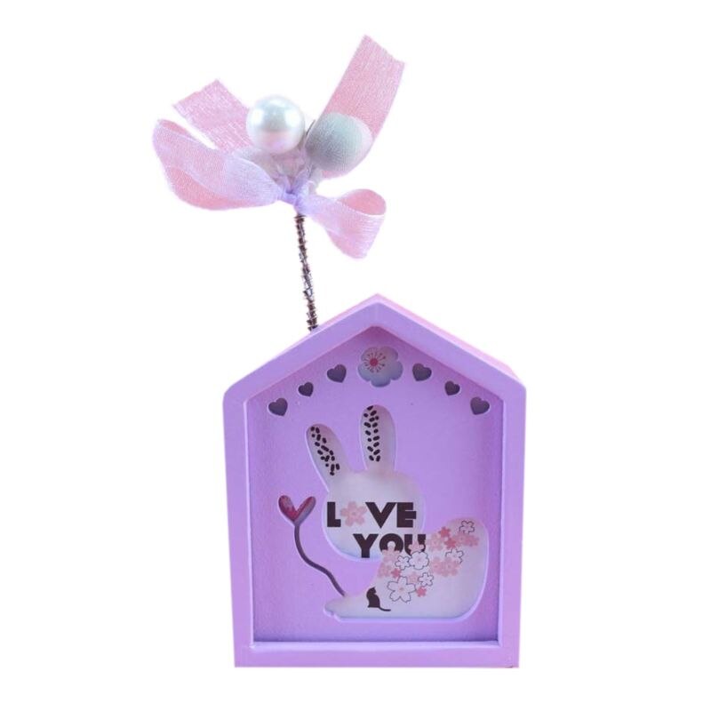 Rotating Wooden Music Box Home Bedroom Room Decoration Ornaments Y4UD: Purple 