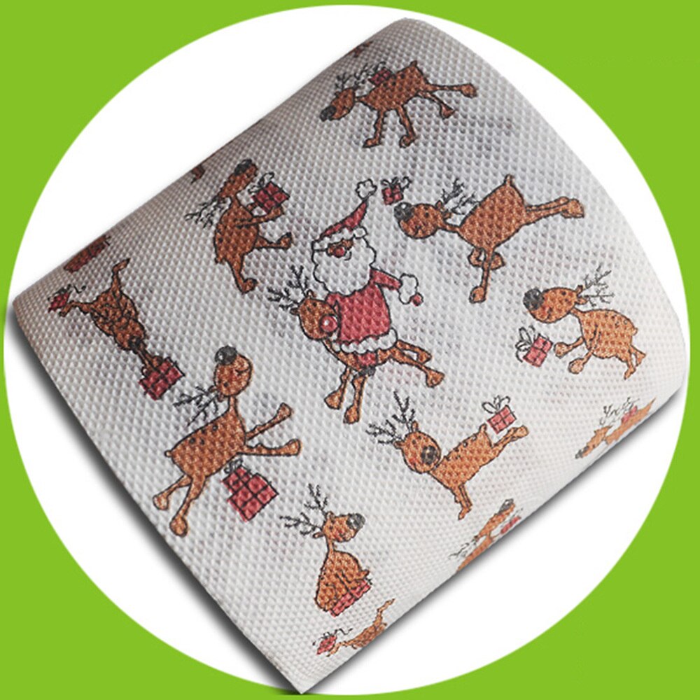 1 Roll of Printed 2-ply Christmas Tissue Roll Paper Roll for Toilet Bathroom Restroom christmas year