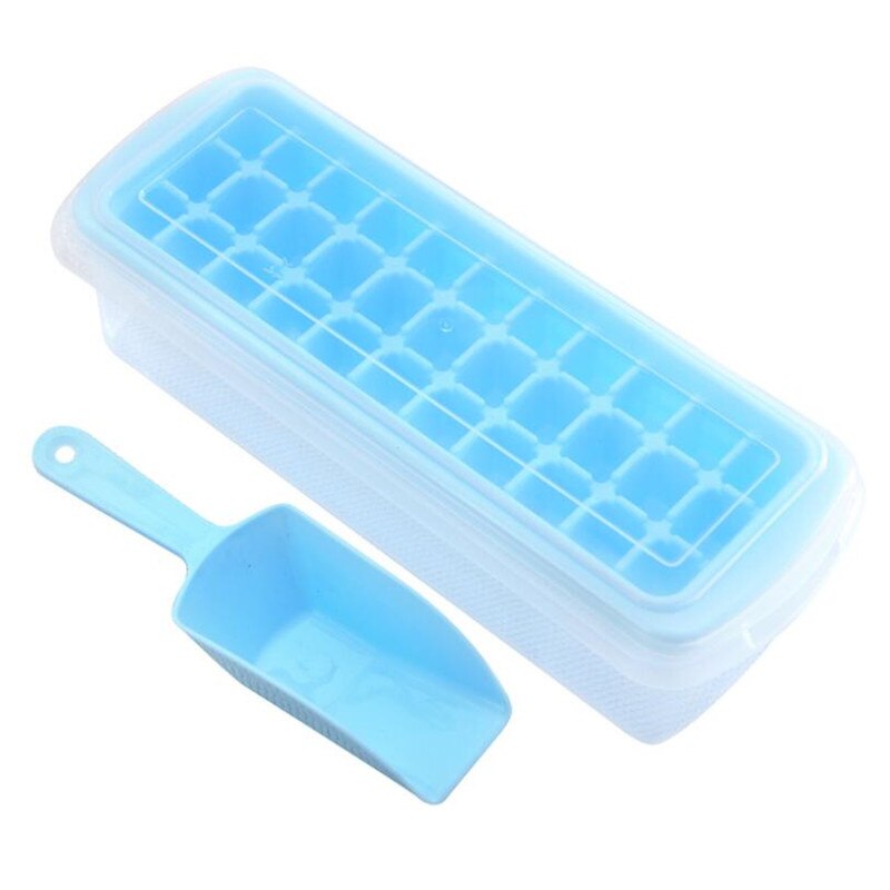 Bac à glaçons Flexible en plastique, 33 grilles, dégagement facile, avec couvercle amovible résistant aux déversements, sans vin: blue