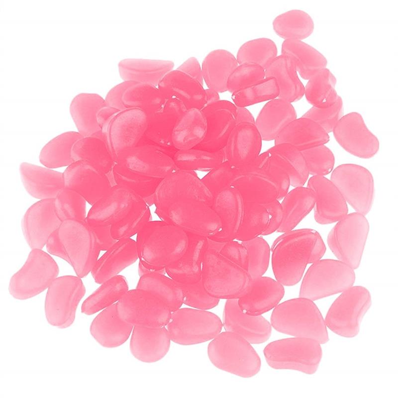 100 stuks tuindecoratie lichtgevende kiezels, lichtgevende stenen, rotsen voor tuinpad, terras, gazondecoratie, lichtgevende stenen: Roze
