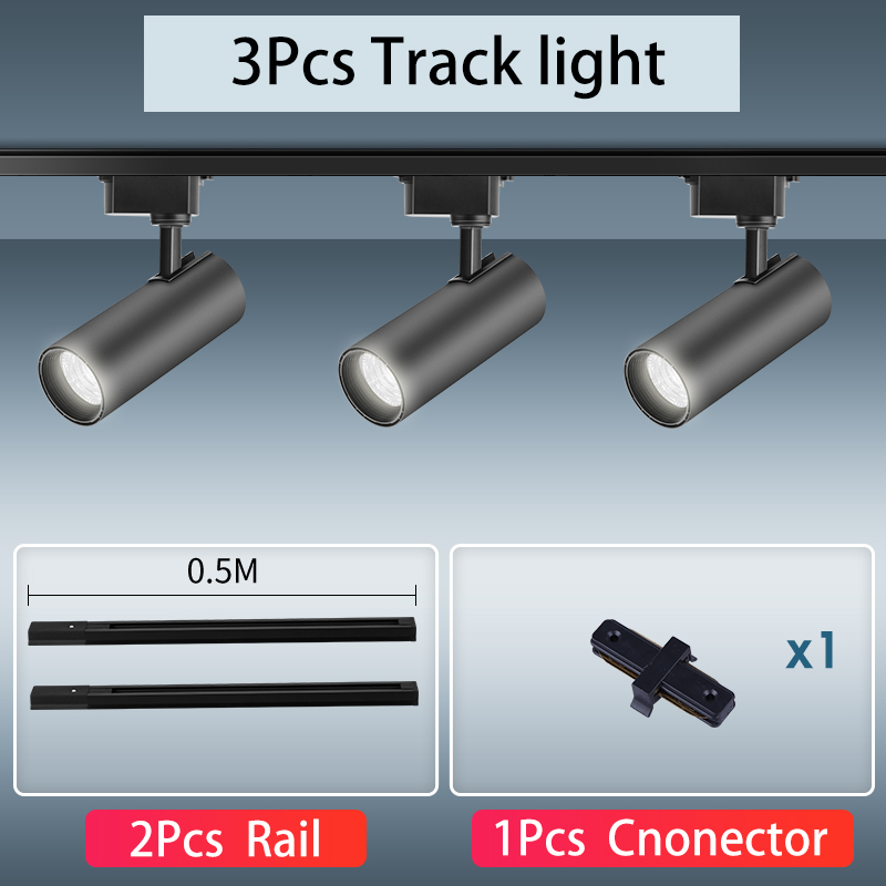 Led-skenlampa set spotlight skena lampa 220v butiksbelysning skena 30w spotlights för klädbutik dekoration armatur: Ljusblå / Blå