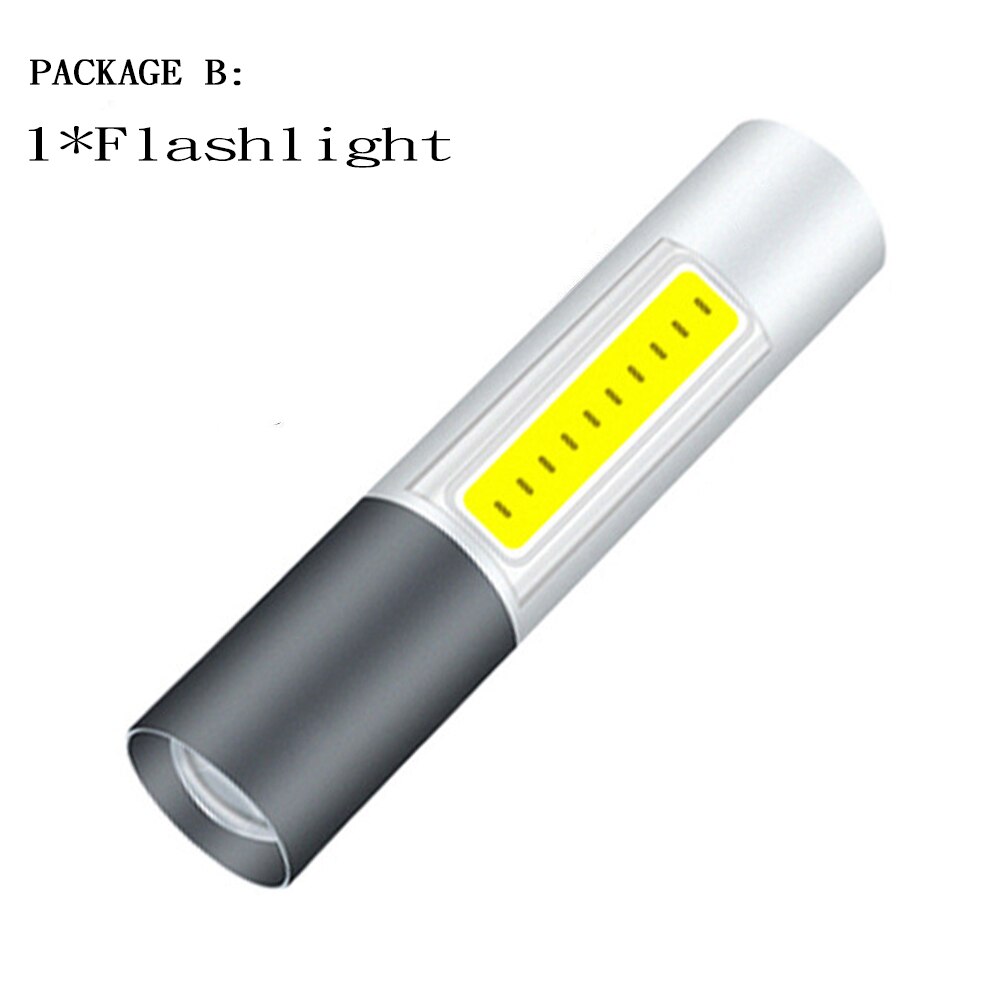ZHIYU USB Rechargable Mini LED Flashlight 3 Lighting Modes Waterproof Torch Telescopic Zoom Stylish Portable Suit Night Lighting: package B / ZOOM