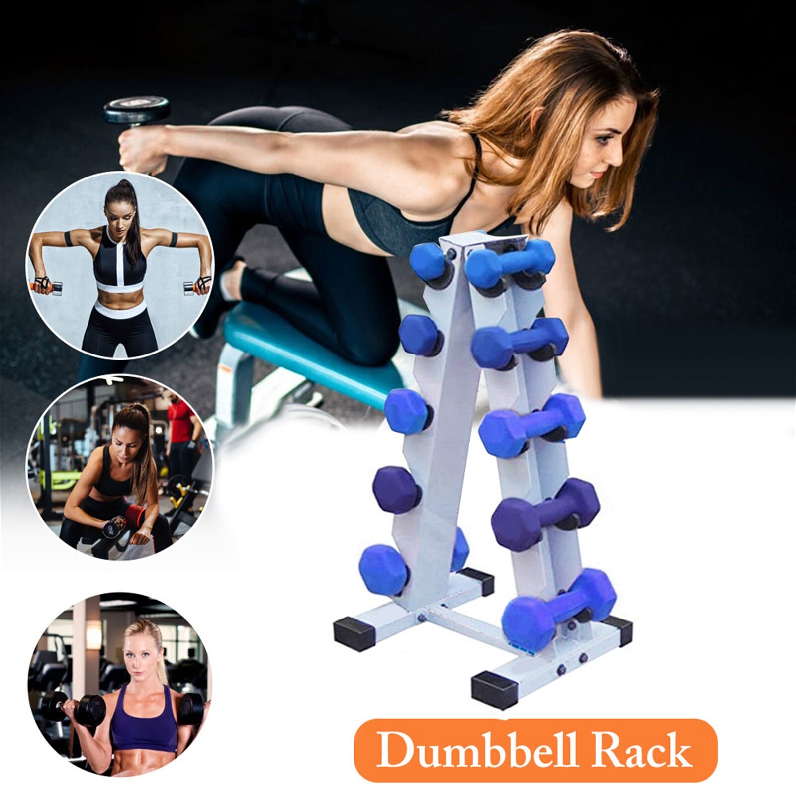 A-Frame Dumbbell Rack Heavy Duty 5 Tier Weight Rack Stand Solid Steel Dumbbell Storage Holder For Home Office Gym Supplies