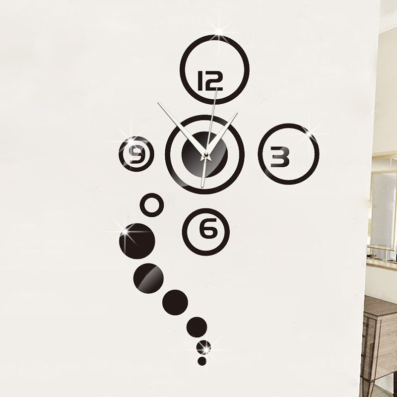 3D Mirror Wall Stickers DIY Quartz Needle Clock Watch Wall Clocks Acrylic Bedroom DIY Home Decoration