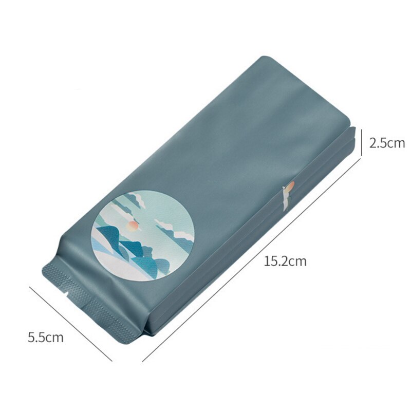 100Pcs/Lot Aluminum Foil Tea Bags Vacuum Heat Seal Packaging Pouches Food Coffee Mylar Foil Bag 152x55mm: gray blue B