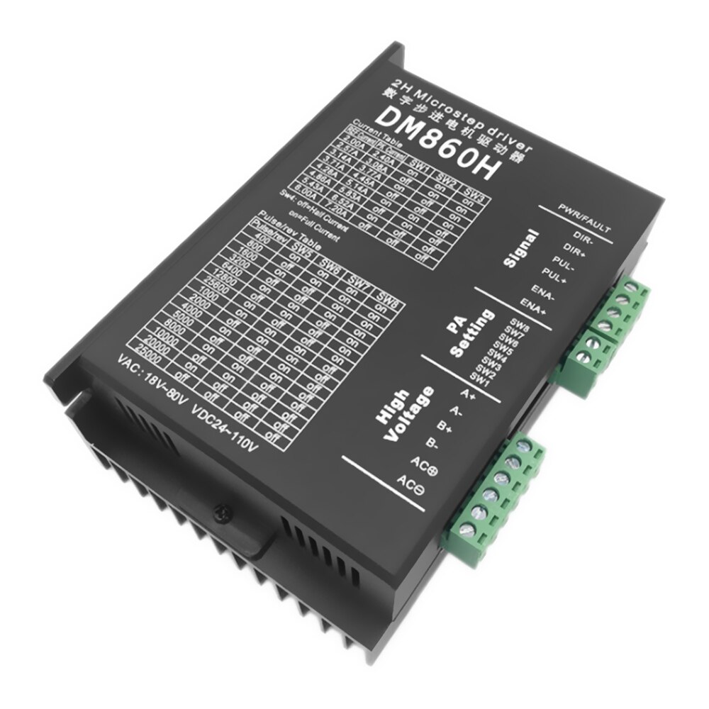 Pratical DM860H Stepper Motor Driver Microstep Motor Two-phase for 57 86 stepper Motor Nema 23 34 Drive current 2.4-7.2A