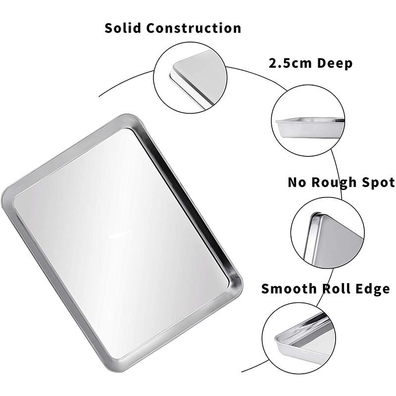 Plaque antiadhésive rectangulaire en acier inoxydable, grille pour biscuits avec support de refroidissement amovible, Gadget de cuisine adapté au four