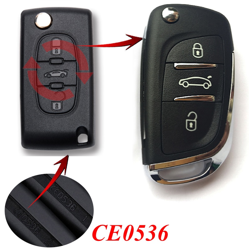 Modificeret flip -fold nøglehus til peugeot 407 207 607 408 307 306 partner 2/3 knapper fjernbetjent nøglehus skal  ce0536 va2 blad
