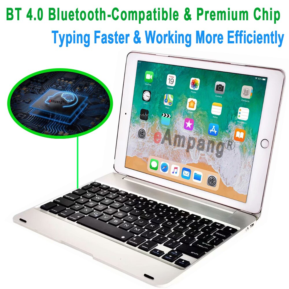 Smart flip cover til apple ipad 9.7 6 6th generation tastatur cover  a1893 a1954 trådløst bluetooth-kompatibelt tastatur cover