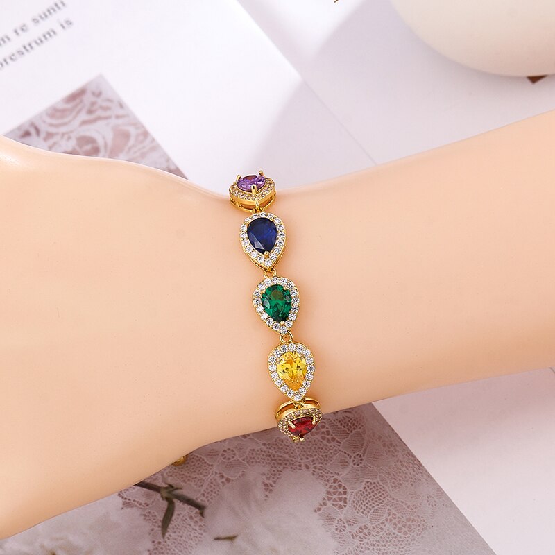Weimanjingdian marken-armbänder für #39 , birnenförmig geschliffene, farbige zirkonia, Ideal für hochzeiten und als brautschmuck