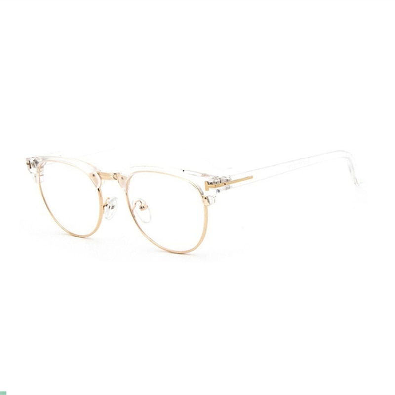 Half Metal Women Glasses Frame Eyewear Men Eyeglasses Frame Vintage Optical Spectacle Frame Spectacles Square Clear Glasses: transparent