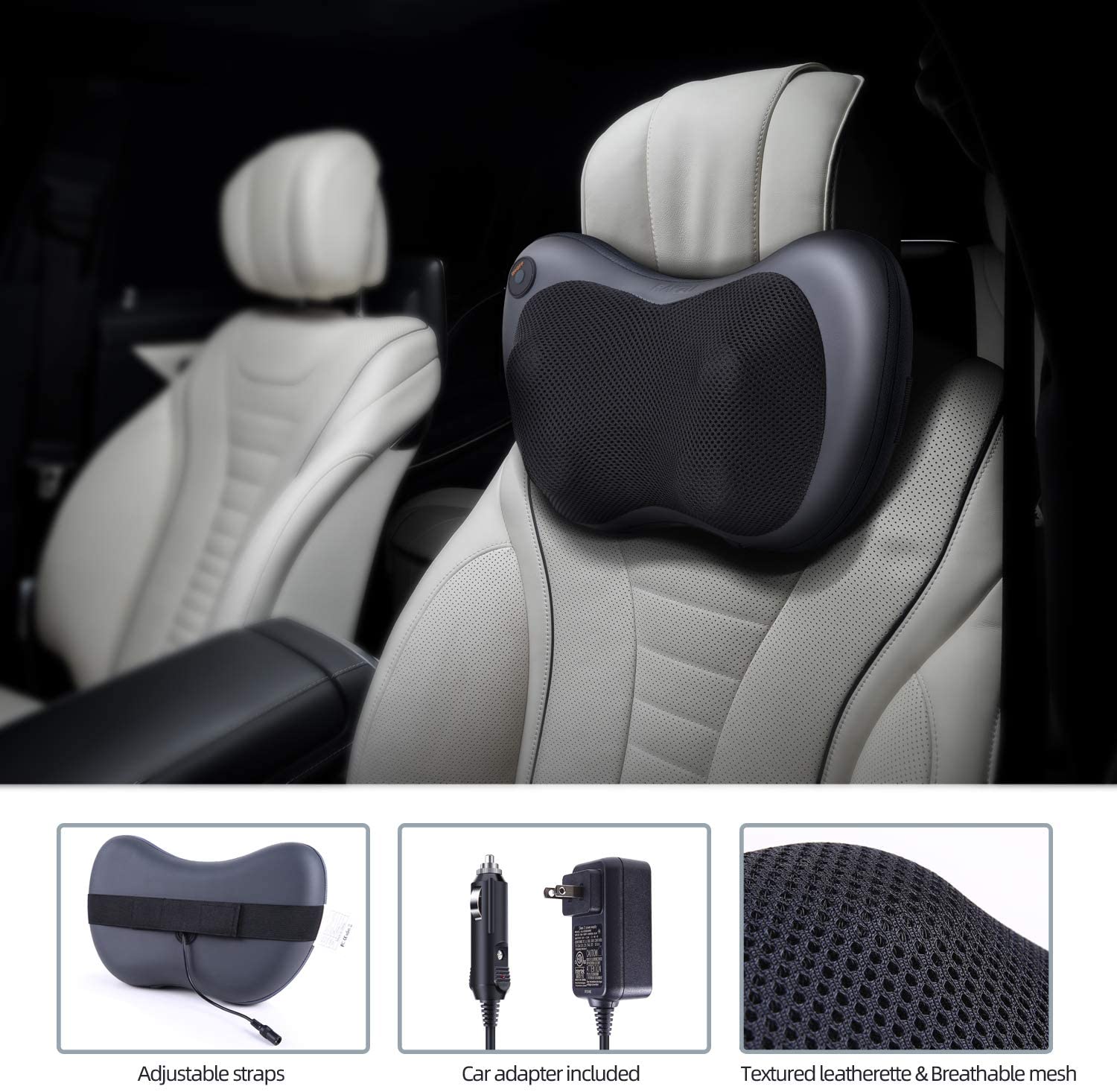 Rug En Nek Massager-Kneden Massage Kussen Met Warmte Voor Schouders, Onderrug, kalf-Gebruik Thuis En Auto, Zwart