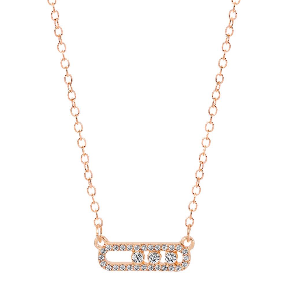 Arabische Stijl Kristal Kraal Hanger Ketting Voor Vrouwen Dainty Bruiloft Sieraden Link Chain 3 Dot Op Ovale Metalen Ketting Colar: rose gold color