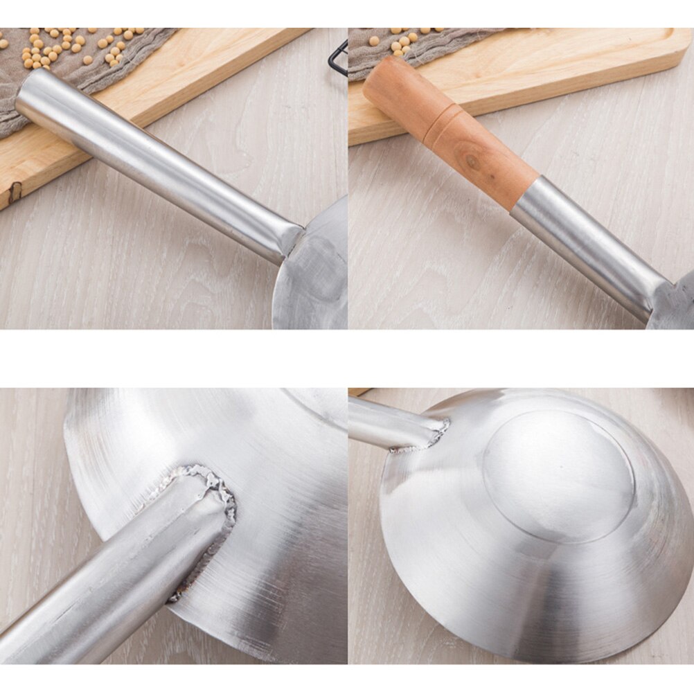 Stainless Steel Serving Spoon Multi-Purpose Use Water Scoop Kitchen Utensil Tableware with Wooden Handle