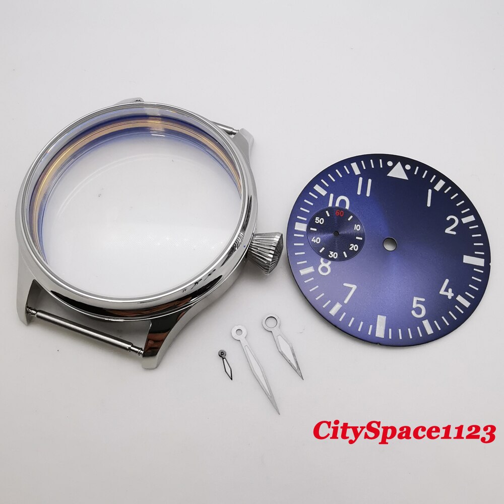 44Mm Stalen Horloge Blauw Lichtgevende Steriele Wijzerplaat Horloge Handen Fit St36 Eta 6497 Beweging Horloge