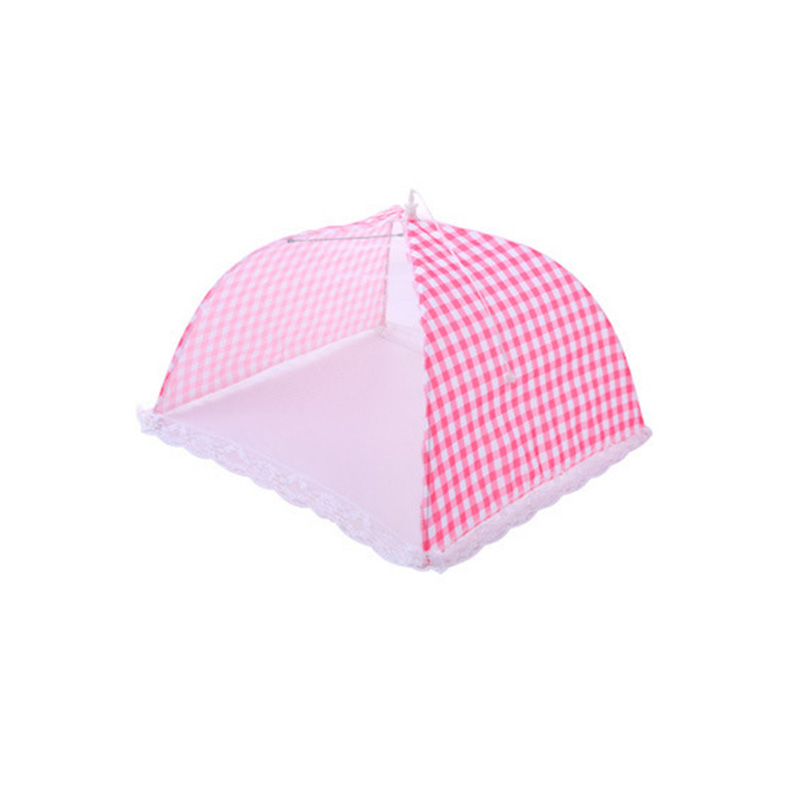 12 Inch Opvouwbare Keuken Mesh Voedsel Deksel Paraplu Hygiëne Rooster Schotel Cover Voor Anti Fly Mosquito Stof Bbq Picknick Keukengerei: Pink