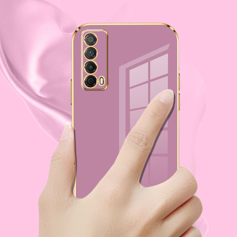 Pour Huawei Y7a étui de luxe carré placage Huawei P smart coque de téléphone PPA-LX1 antichoc souple TPU Silicone couverture arrière Fundas