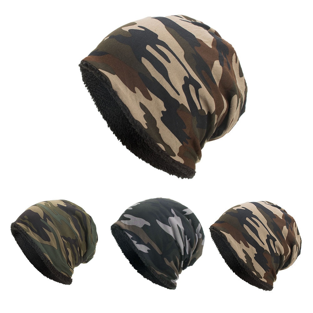 Kvinder mænd varm baggy camouflage hæklet vinteruld uld ski beanie skull caps hat шапка кепка czapka zimowa baseball spand #t2