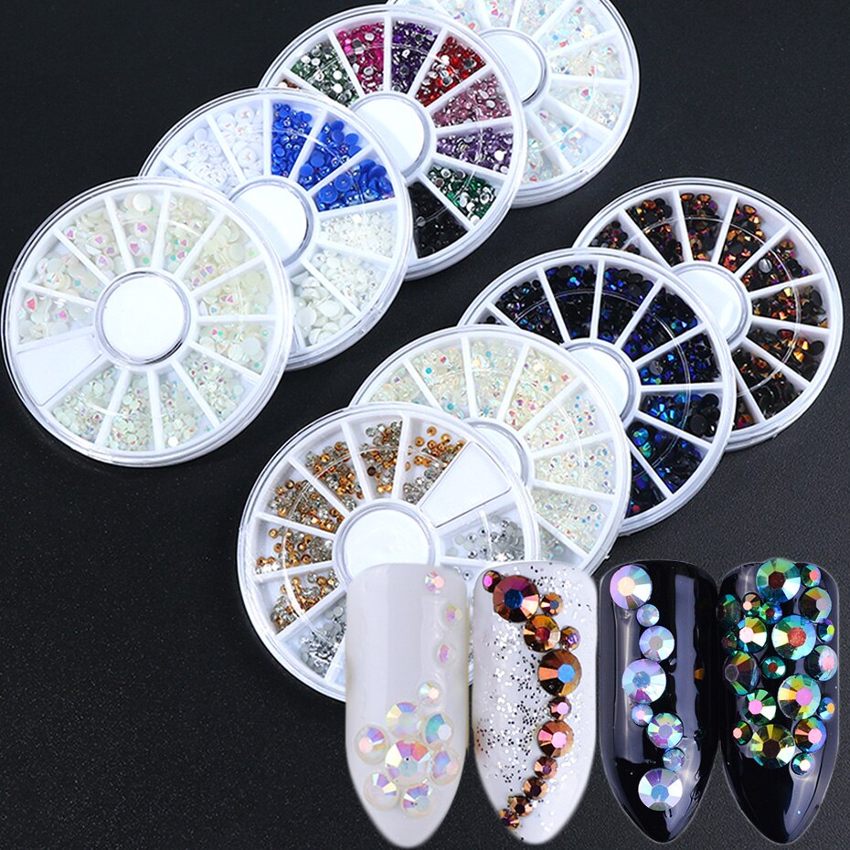 Gemengde Kleur Chameleon Nail Strass Ronde Platte Glitter Steen Acryl Sieraden Wiel 3D Nail Art Decoratie Accessoires SA1570