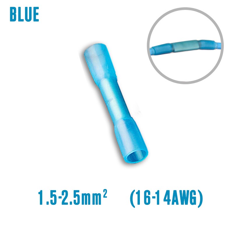 Connecteur électrique étanche à bout thermorétractable, 50 pièces, câble d'épissure de fil, Joint thermorétractable, Terminal à sertir: BLUE / 20PCS