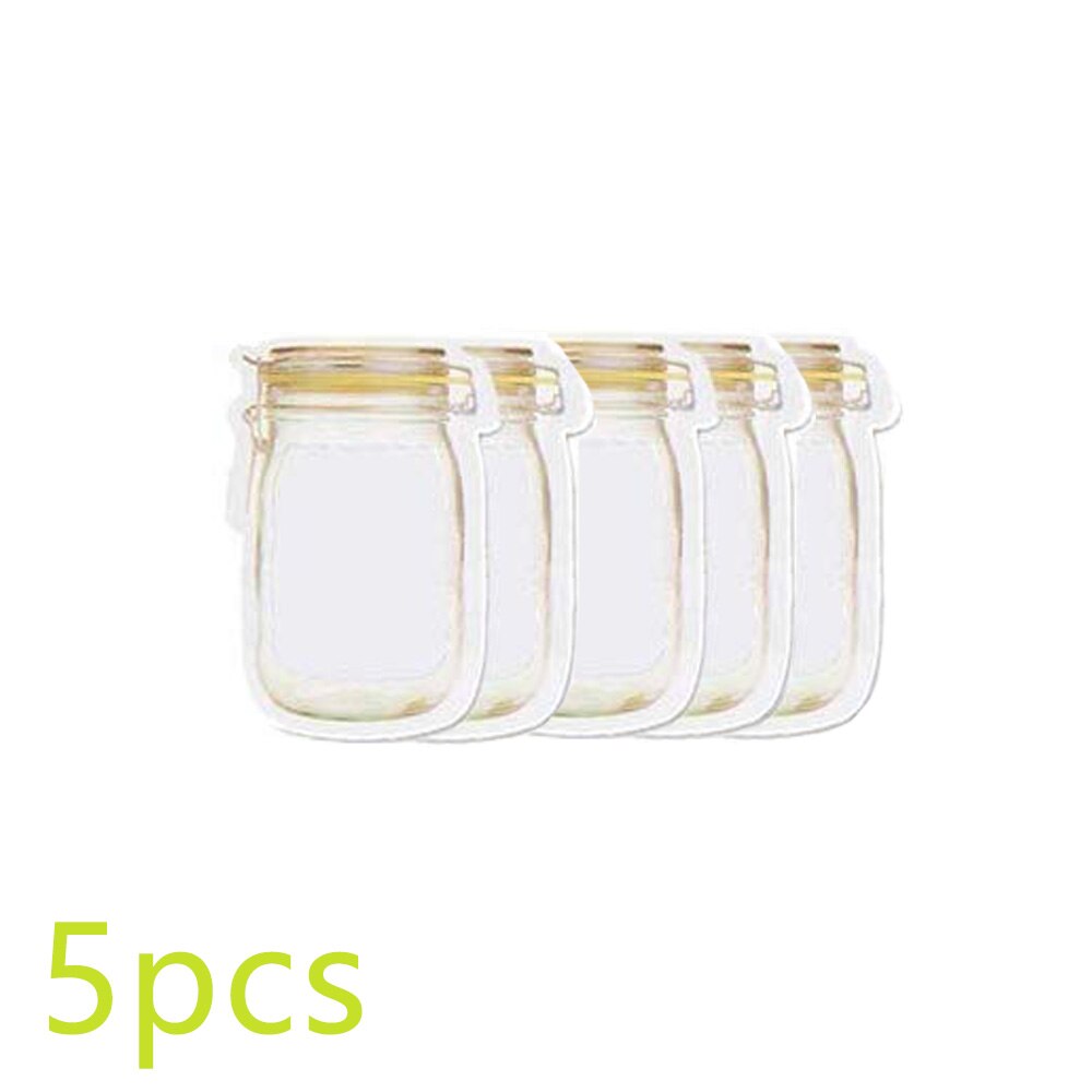 20 piezas Jar Zipper Bags reutilizable Snack ahorrador bolsa de almacenamiento para alimentos congelados bolsas de almacenamiento de bocadillos de alimentos a prueba de fugas: 5 pcs Yellow
