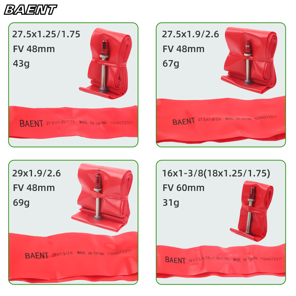 Baent TPU chambre à air de vélo ultralégère 29 pouces pneu de VTT 27.5 26 pouces 48mm valve française 1.26-1.75 1.9-2.7 pièces de vélo