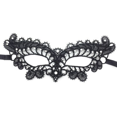 Masque en dentelle de diamant, accessoires d&#39;halloween, demi-visage noir, Sexy, princesse, bandeau pour femme adulte: C