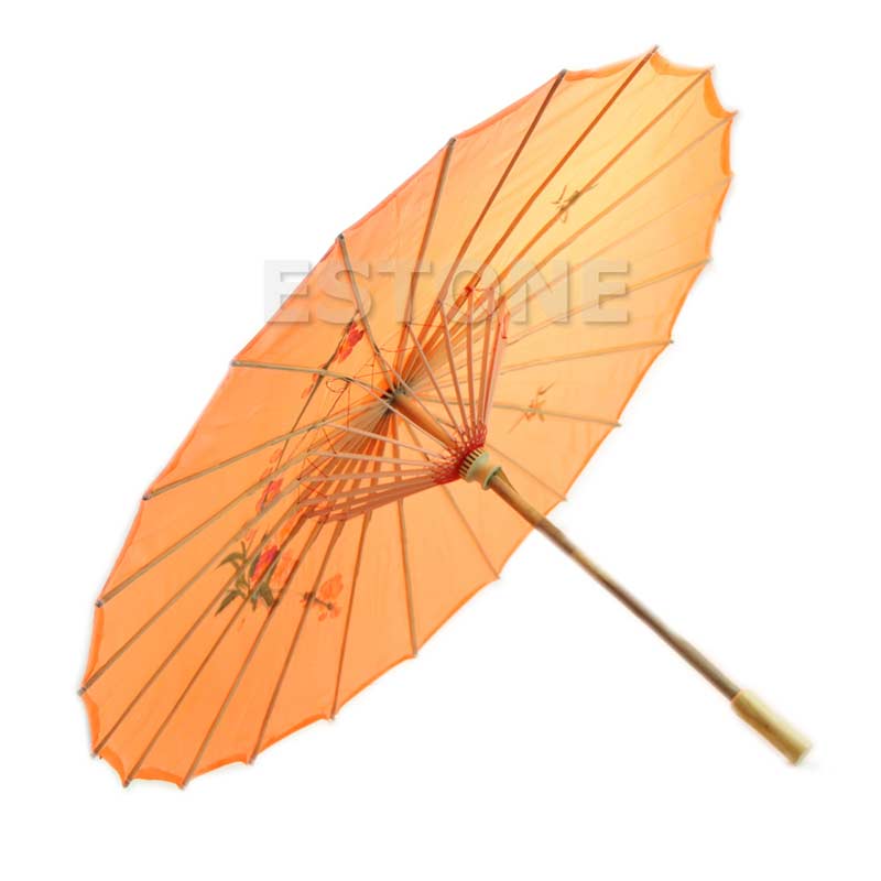 Kinesisk japansk paraply art deco malet parasol paraply: Orange