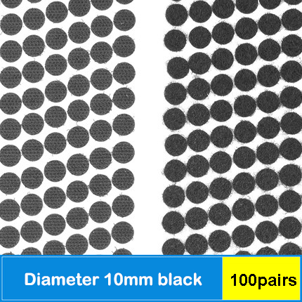 100 Pairs Self Adhesive Dots Round Nylon Black White Strong Self Adhesive Fastener Tape Disc Adhesive Strong Glue 10/15/20/30MM: 10MM Black