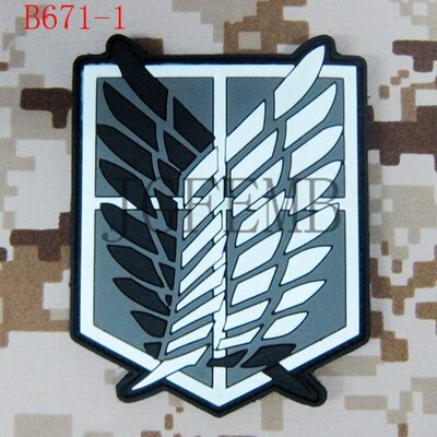 Cartoon Versie Zwarte Achtergrond Kleur Aanval Op Titan Corps 3D Pvc Patch: PB671