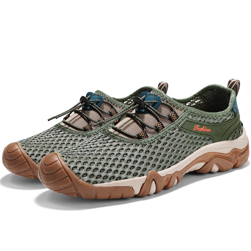 Letnie buty do wody odkryte buty sportowe na co dzień Mesh oddychające buty na plażę Upstream dla mężczyzn buty do wody elastyczna opaska solidna tenisówka: armygreen / 39