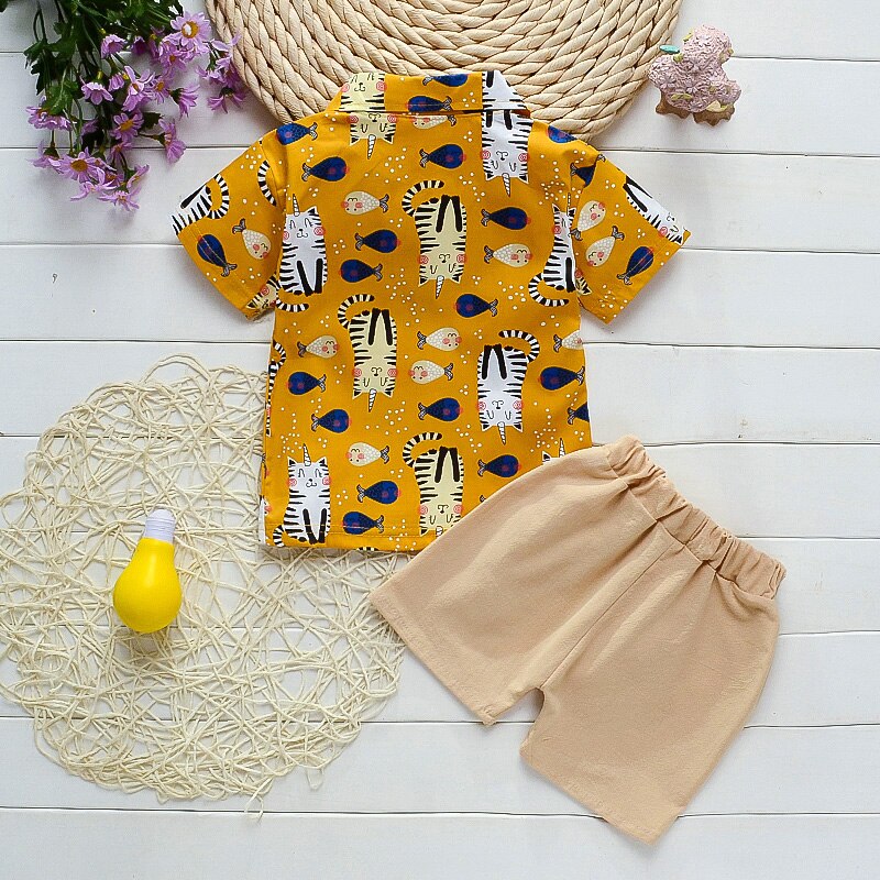 BabiColor Baby Clothing Set Summer Kids Boys Beach Outfits Cotton Shirt +shorts 2pcs Infant Boys Tracksuit Set