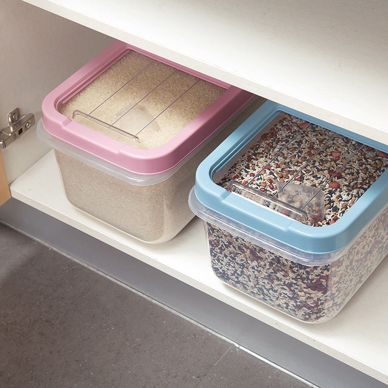 Grote keuken doorzichtige deksel opbergdoos houder graan voedsel rijst bonen organizer doos bloem ontbijtgranen snoep snacks afsluitbare container dozen