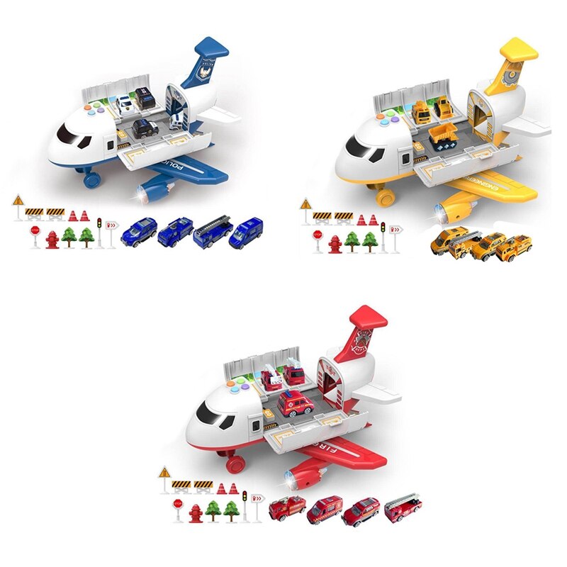 Muziek Licht Simulatie Inertie Kinderen Vliegtuig Speelgoed Met Mini Truck