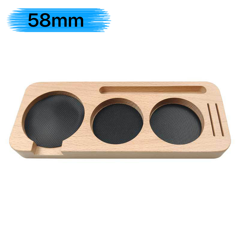 Base de Apoio para Porta-Filtro e Tamper de Café em Madeira Nogueira para Acessórios de Espresso 51MM 54MM 58MM - Suporte para Barista: Preto