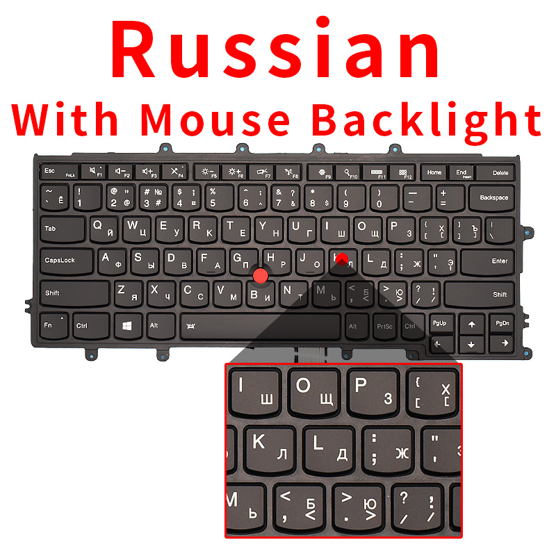 Clavier d'ordinateur portable russe américain pour Lenovo IBM ThinkPad X230S X240 X240S X250 X250S X260 X270 04X0213 04X0177 04Y0914 avec rétro-éclairage