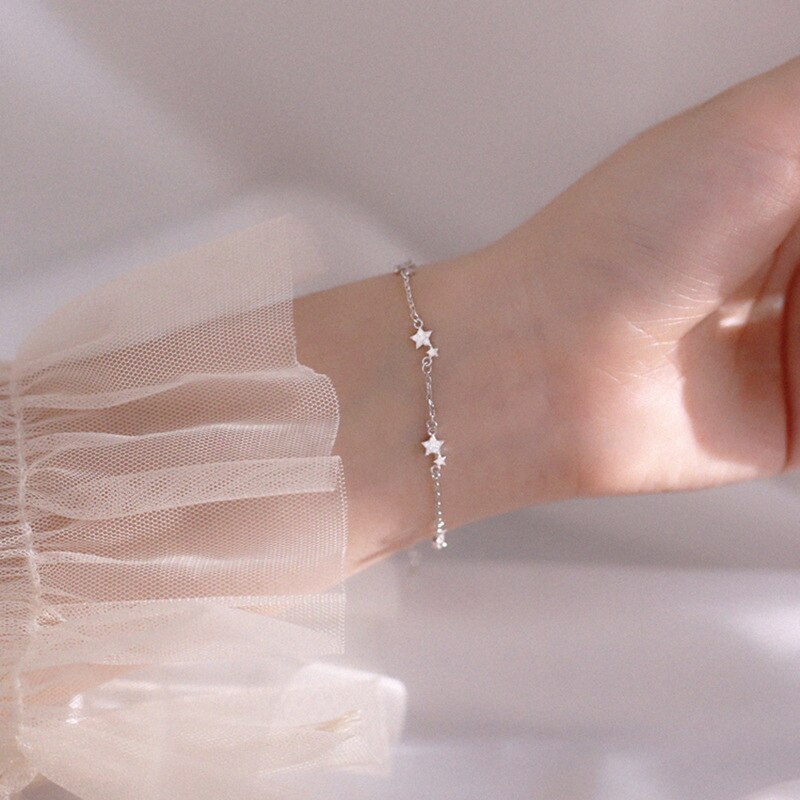 ANENJERY Silber Farbe Stern Armbinde für Frauen zierlich Pflastern Zirkon Verknüpfung Kette Armbinde 2022 Neue