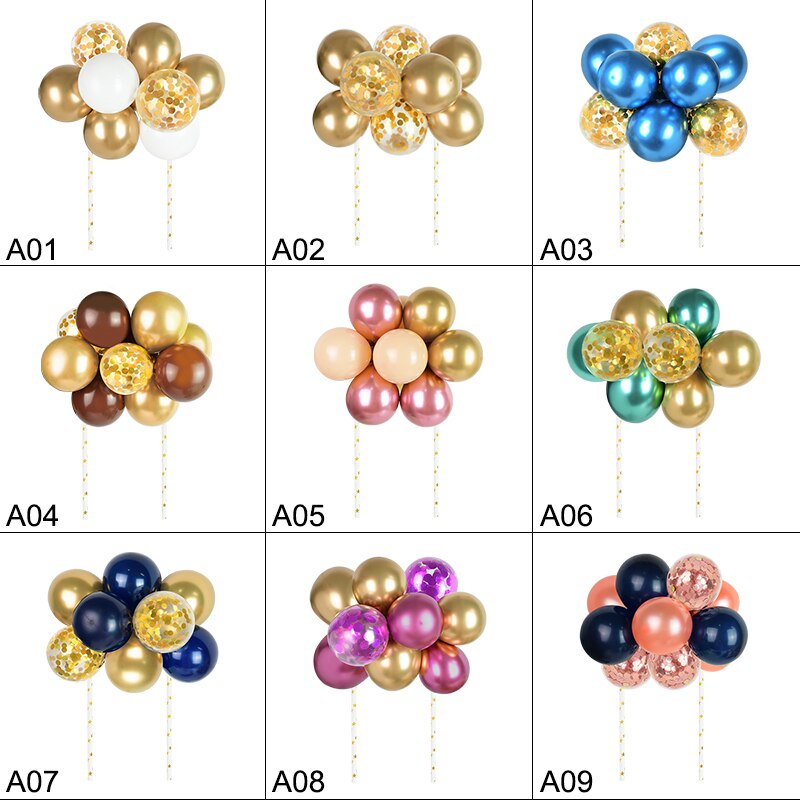 10pcs 5inch Balloon Cake Insert DIY Polka Dot Sequin Cake Flags Accessories Baby Shower Wedding Birthday Party Supply