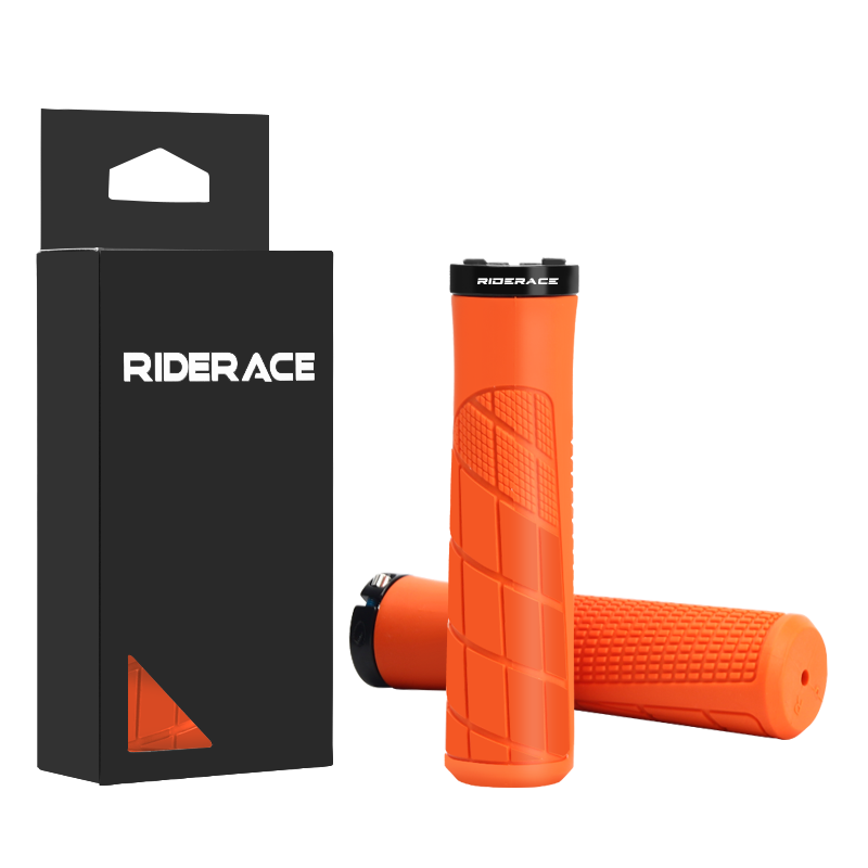 RIDERACE Mountainbike-Lenkergriffe, TPR-Gummi, ergonomischer MTB-Fahrradlenker, BMX-Lenkgriff, rutschfest, bequeme Lenkerenden: Orange