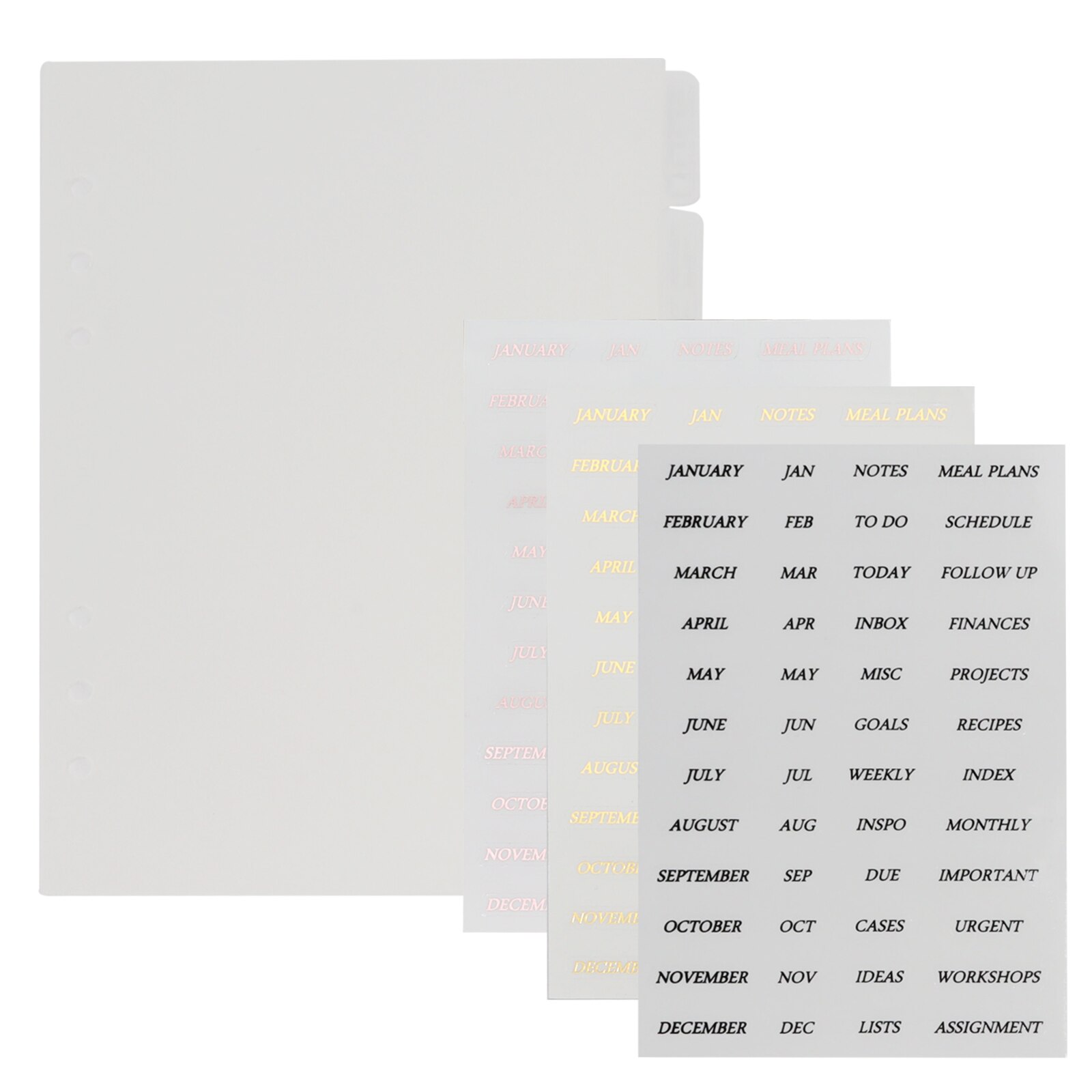 Frosted Top Tab A5 Binder Index Dividers 6 Ring Transparent Planner Journal Notebook Page Separators Index Separator Dashboard: Side N Stickers