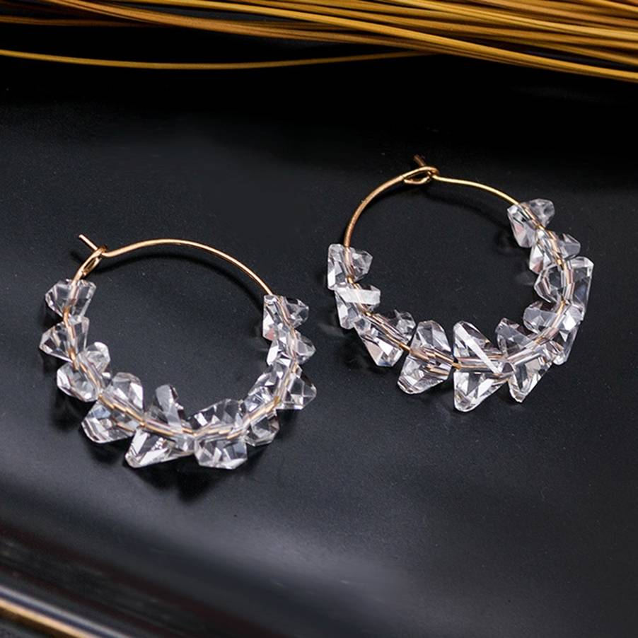 Koperen Twisted Grote Oorringen Verharde Zirkoon Strass Cirkel Ronde Oorbellen Vrouwen Loop Oorbellen Partij sieraden 2.7cm