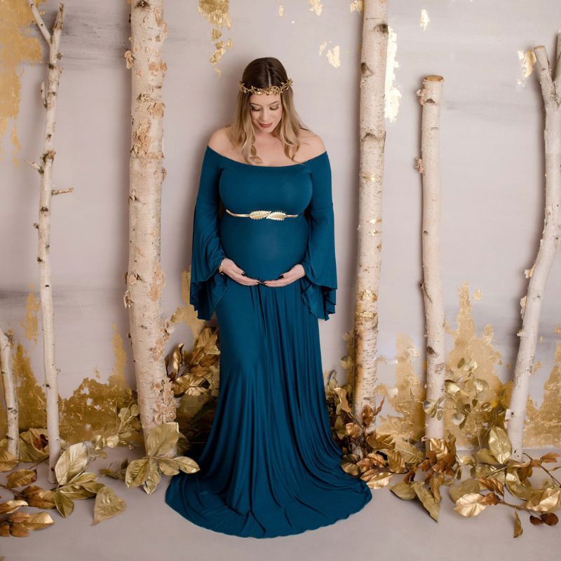 Lång rekvisita för gravidfotografering gravidklänning för fotografering off shoulder gravidklänningar för kvinnor maxi gravidklänning