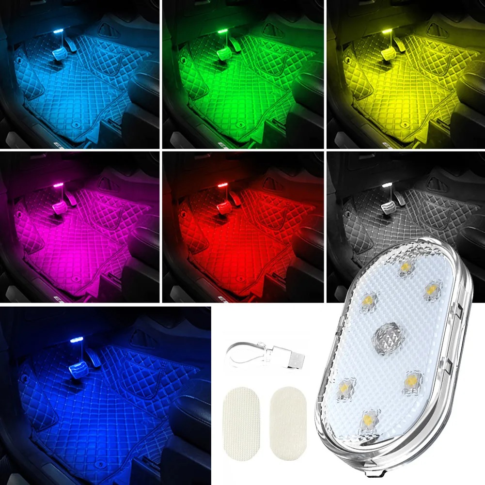 Oświetlenie samochodu wielofunkcyjna lampka robić czytania ledowa lampa nastrojowa samochodowa lampka awaryjna na dach samochodu z czujnikiem dotykowym ładowanie przez USB: Kryształ niebieski