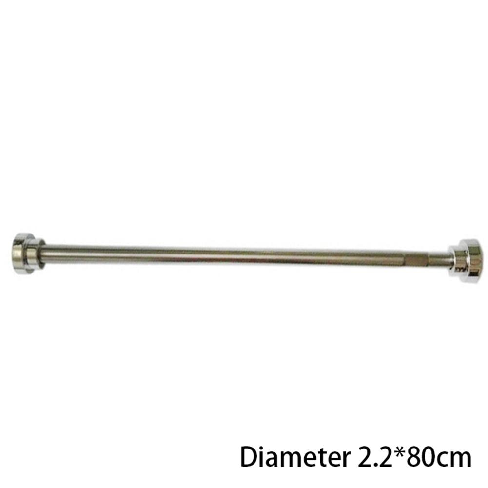 Barras de cortina de ducha de baño ajustables de acero inoxidable de 50/80 CM, barra telescópica de tensión extensible, percha para varilla perforadora de resorte libre: 80cm