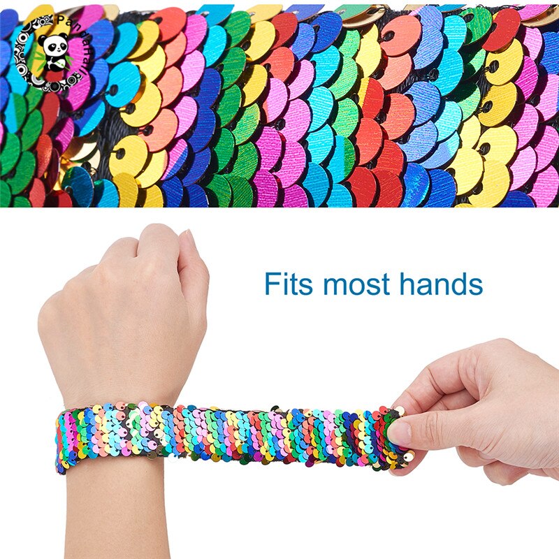 Pandahall 14 stuks/set zeemeermin slap armbanden tweekleurige omkeerbare bedel pailletten flip polsbandjes voor sieraden bevindingen 25 x 3mm