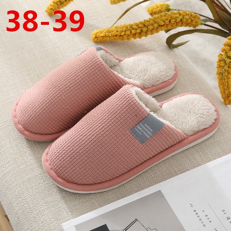 Xiaomi Cotton Slippers Couple Winter Warm Slippers Male Home Indoor Non-slip Platform Slippers for Women Men: Pink 38-39