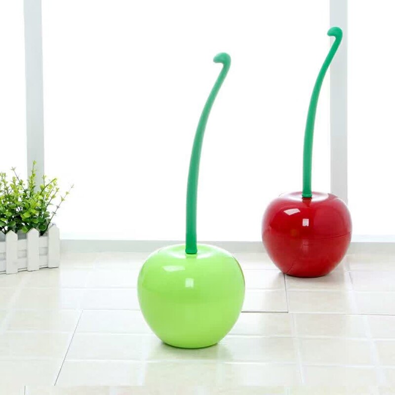 SchöNe Kirsche bilden Toilette Pinsel Wc Pinsel &Ampere; Halfter einstellen Kreative Reinigung Werkzeug Kunststoff Schlecht Zubehör verrotten Grün