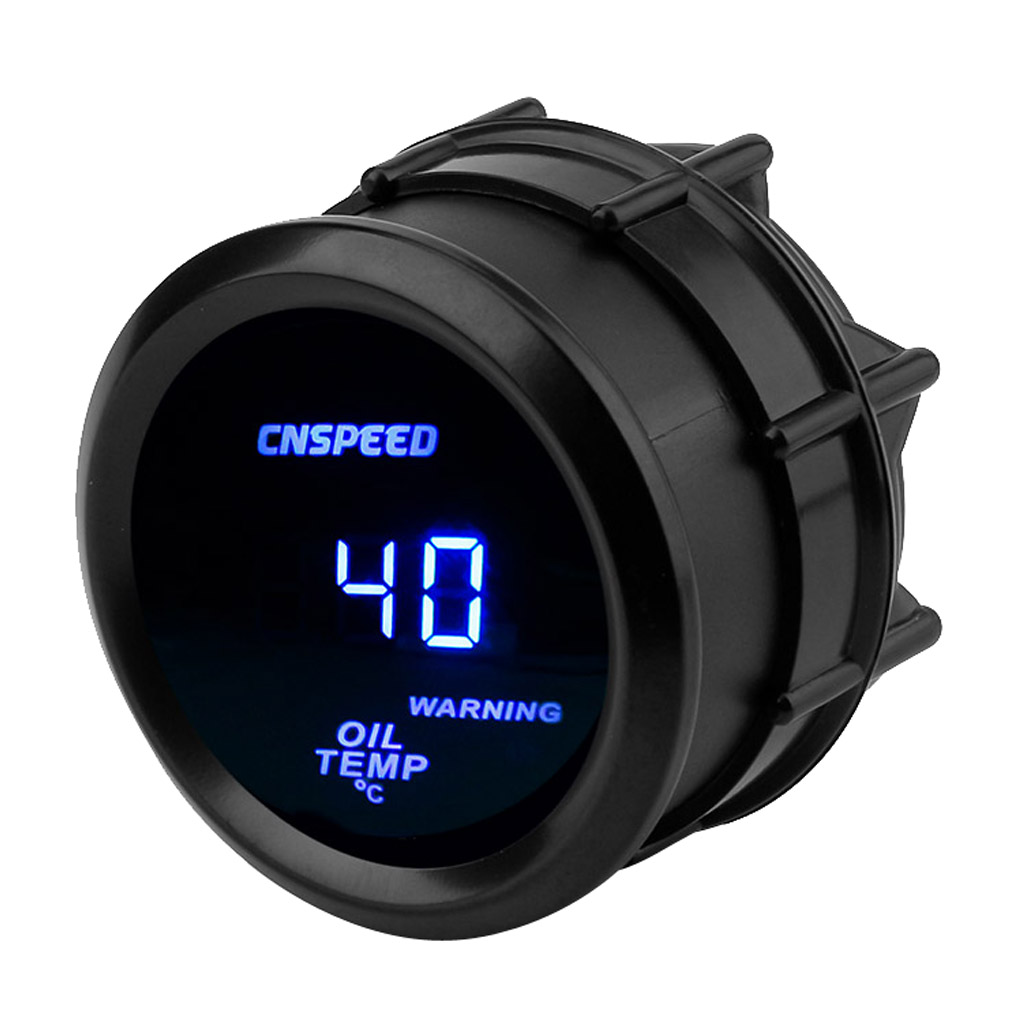 2 "52mm LED Digitale Blauwe Olie Temp Gauge Meter Graden Celsius Met Sensor Waarschuwingslampje