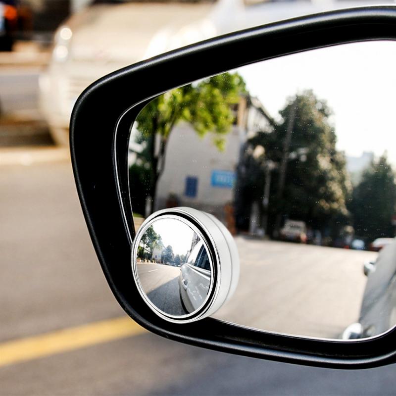 2PCS Car Vehicle Blind Spot Dead Zone Mirror Rear Small Round Mirror Auto Side Convex Mirror 360 degree Rotation Adjustable