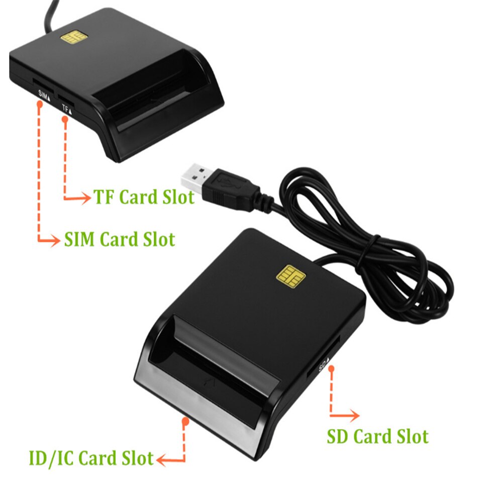 Tqqlss Smart Kaartlezer Voor Bankkaart Ic/Id Emv Sd Tf Mmc Usb Sim Card Lezers Voor Windows 7 8 10 Linux Os